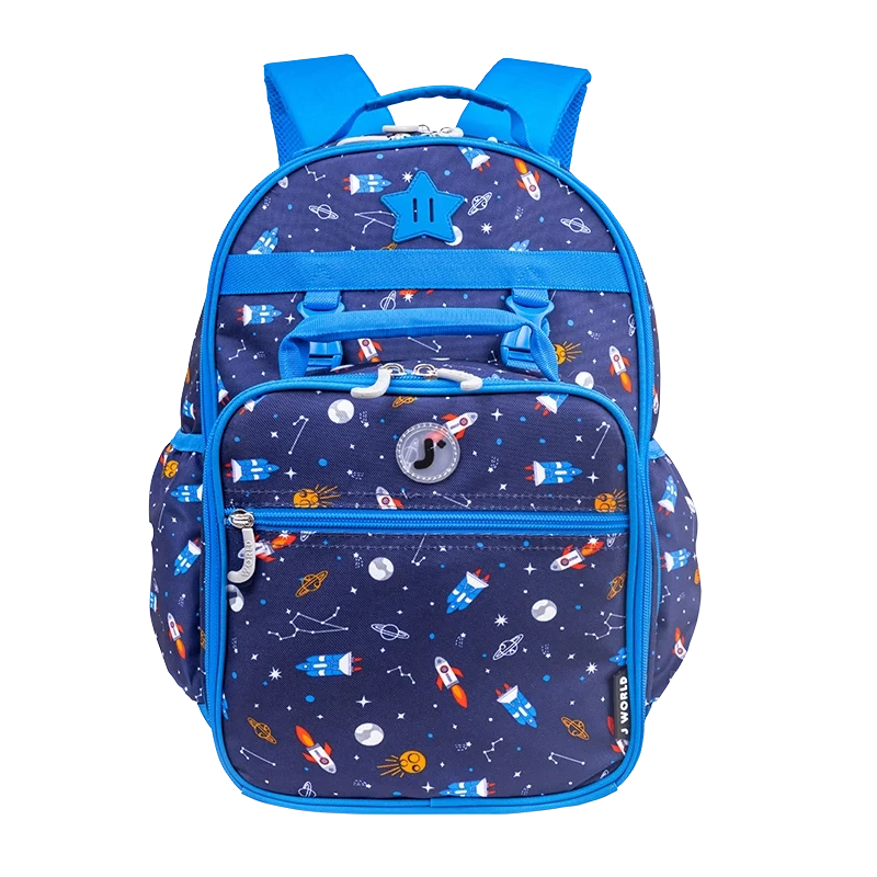J World Duet Kids Backpack & Detachable Lunch Box Set in Spaceship — front view # color_Spaceship