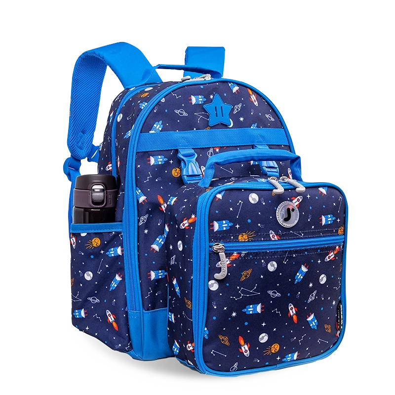 J World Duet Kids Backpack & Detachable Lunch Box Set in Spaceship — angle view 2 # color_Spaceship