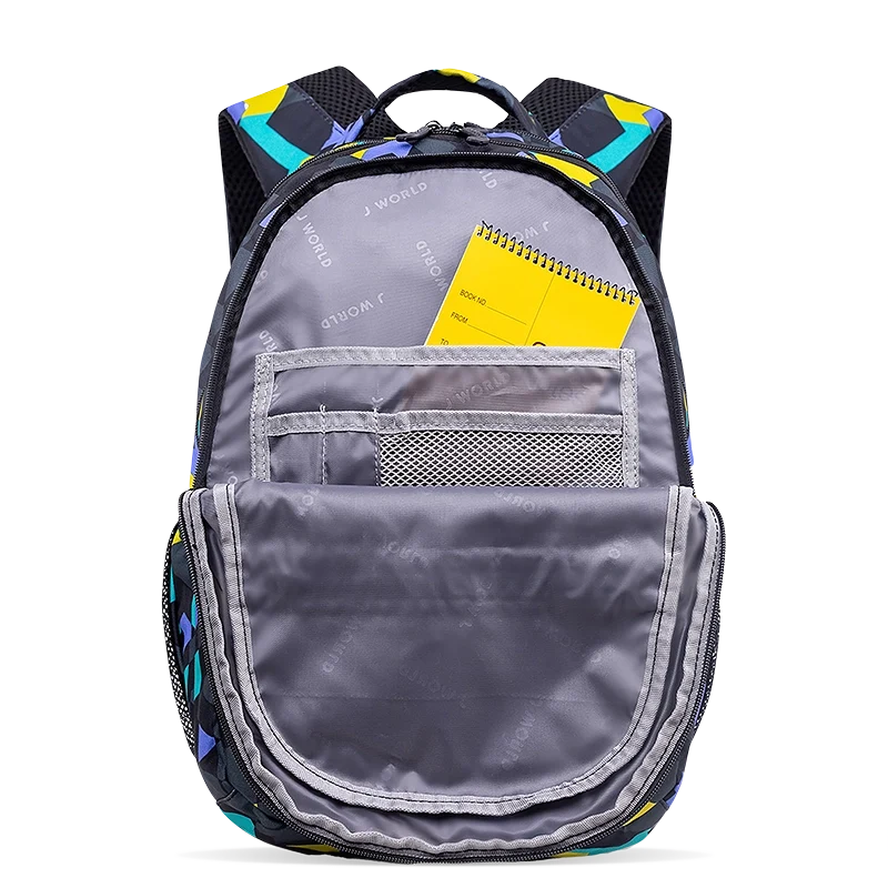 J World Cornelia Laptop Backpack in Cubes — detail view # color_Cubes