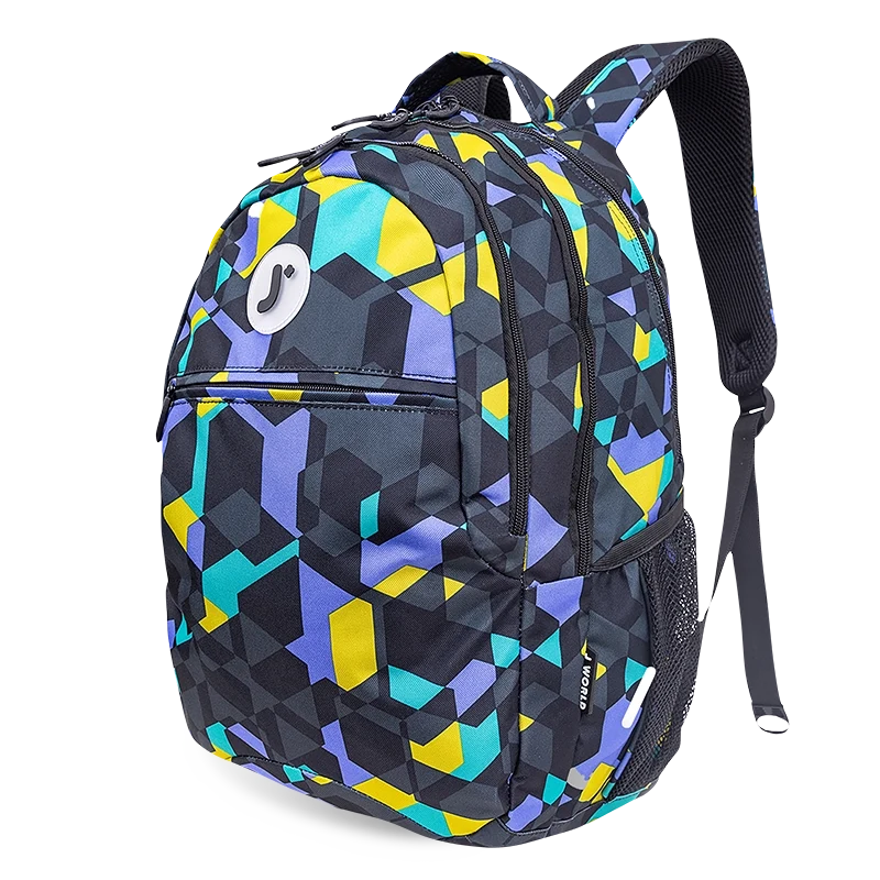 J World Cornelia Laptop Backpack in Cubes — angle view 2 # color_Cubes