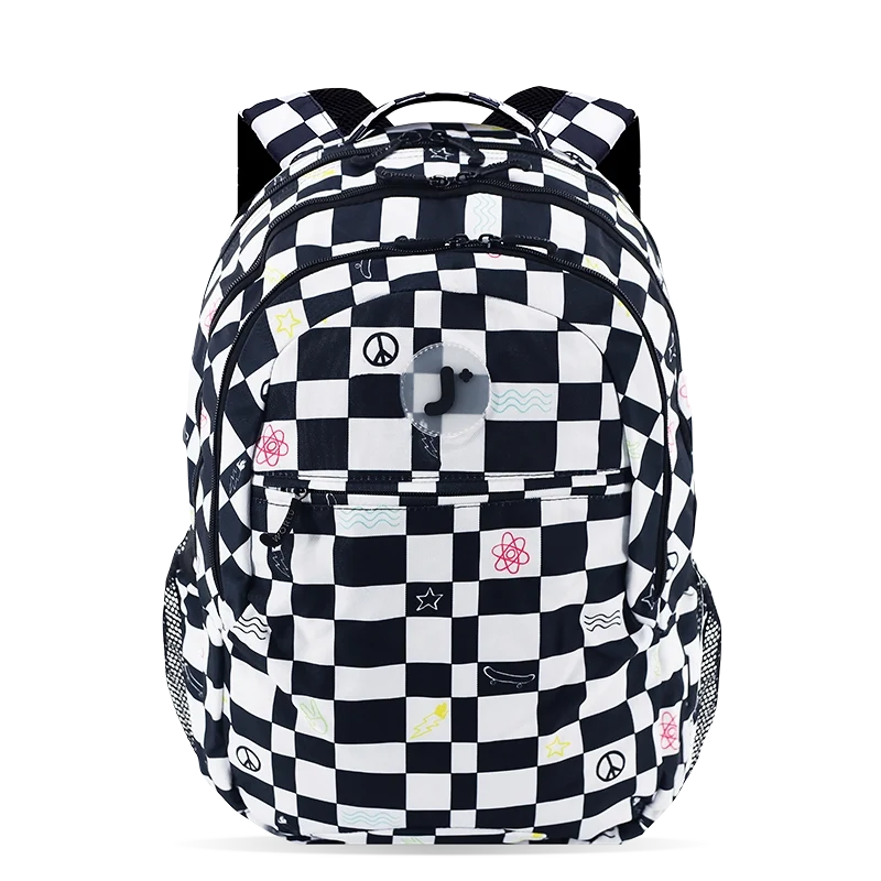 J World Cornelia Laptop Backpack in Icon Checkers — front view # color_Icon Checkers