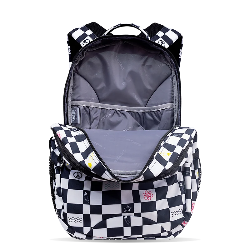 J World Cornelia Laptop Backpack in Icon Checkers — detail view 2 # color_Icon Checkers