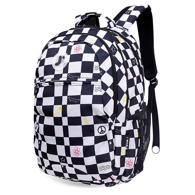 J World Cornelia Laptop Backpack in Icon Checkers — angle view 2 # color_Icon Checkers