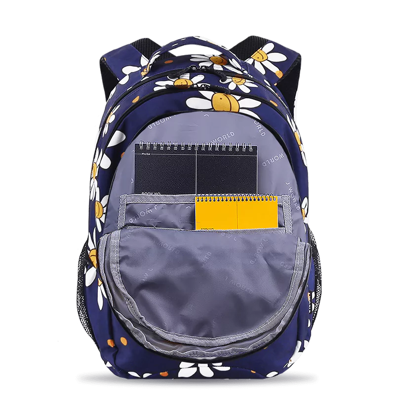 J World Cornelia Laptop Backpack in Joy Daisy — detail view # color_Joy Daisy