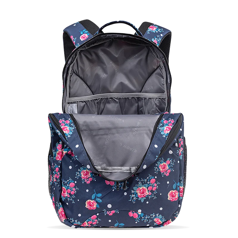 J World Cornelia Laptop Backpack in Navy Rose — detail view 2 # color_Navy Rose