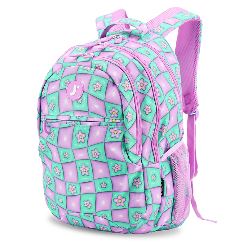 J World Cornelia Laptop Backpack in Puffy Flower — angle view 2 # color_Puffy Flower