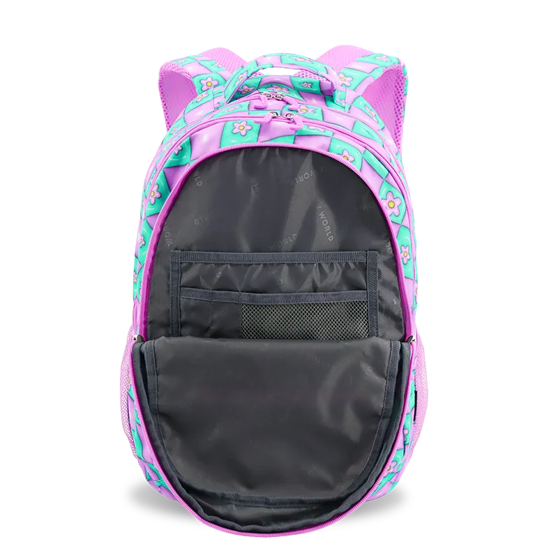 J World Cornelia Laptop Backpack in Puffy Flower — detail view # color_Puffy Flower