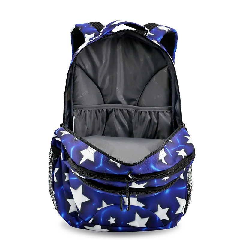 J World Cornelia Laptop Backpack in Puffy Star — front view 2 # color_Puffy Star