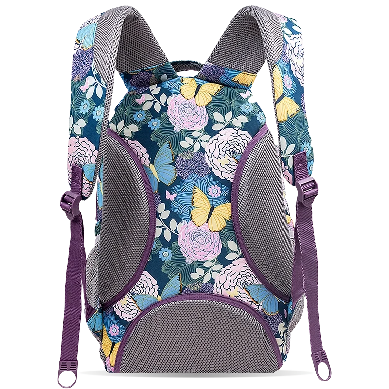 J World Cornelia Laptop Backpack in Secret Garden — back view # color_Secret Garden