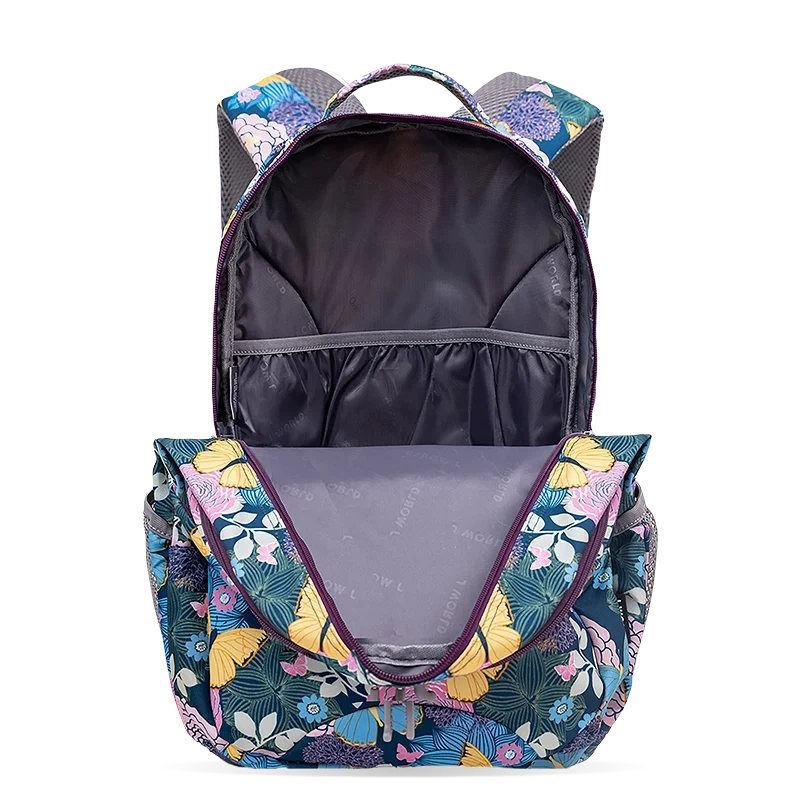 J World Cornelia Laptop Backpack in Secret Garden — interior view # color_Secret Garden