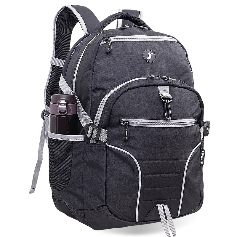 J World Atom Multi Purpose Laptop Backpack in Black — angle view 2 # color_Black