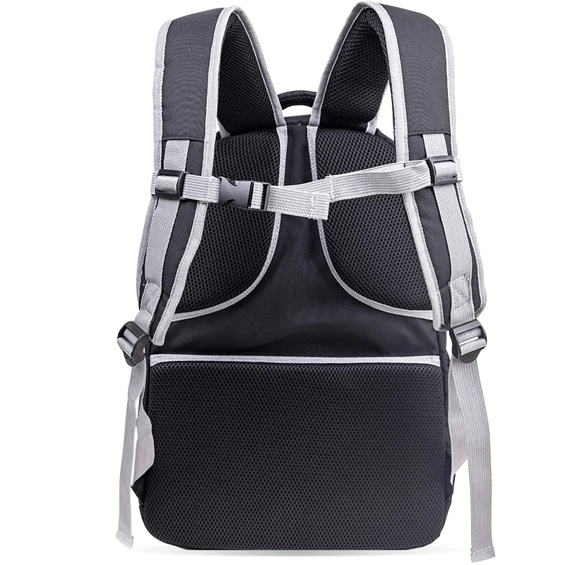 J World Atom Multi Purpose Laptop Backpack in Black — back view # color_Black