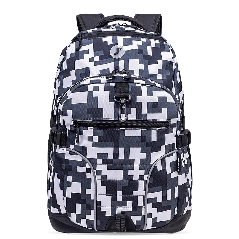 J World Atom Multi Purpose Laptop Backpack in Camo — front view # color_Camo