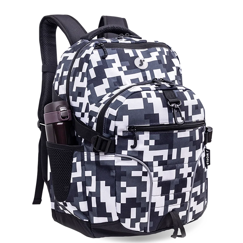 J World Atom Multi Purpose Laptop Backpack in Camo — angle view 2 # color_Camo