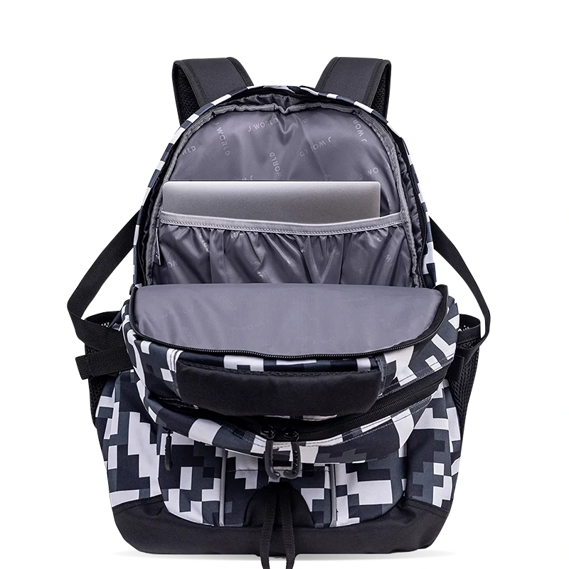 J World Atom Multi Purpose Laptop Backpack in Camo — interior view # color_Camo