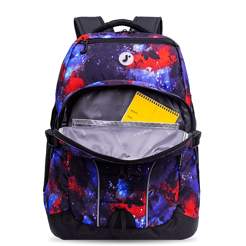 J World Atom Multi Purpose Laptop Backpack in Galaxy — detail view # color_Galaxy
