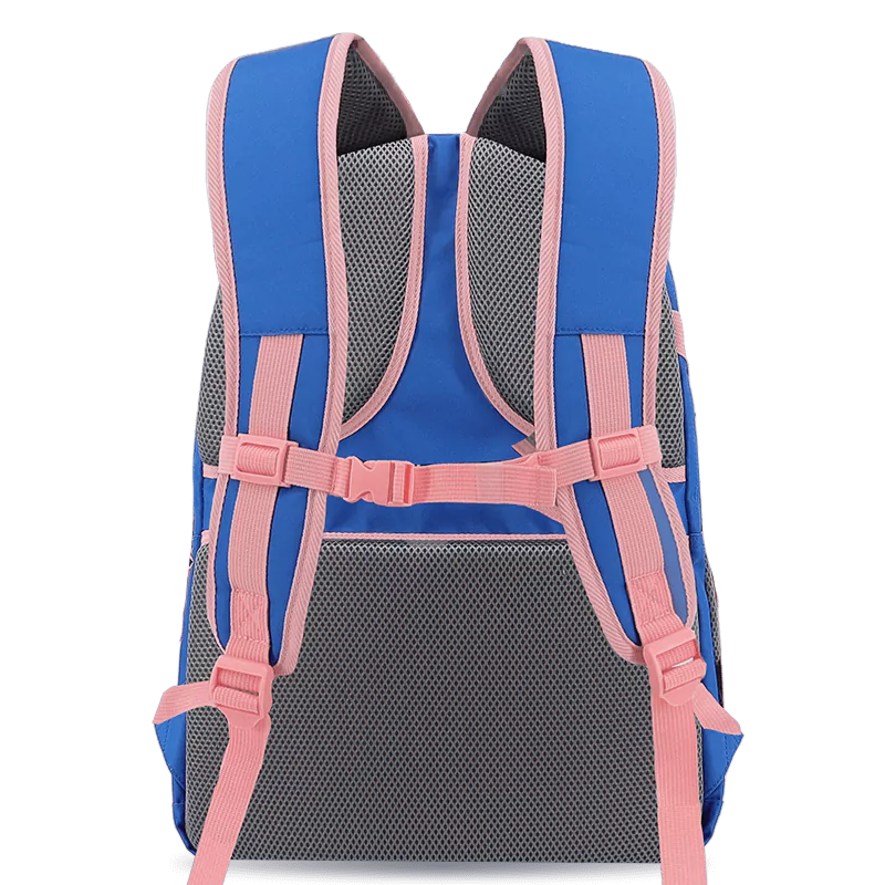 J World Atom Multi Purpose Laptop Backpack in Navy/Pink — back view # color_Navy/Pink