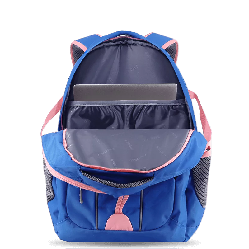 J World Atom Multi Purpose Laptop Backpack in Navy/Pink — interior view # color_Navy/Pink