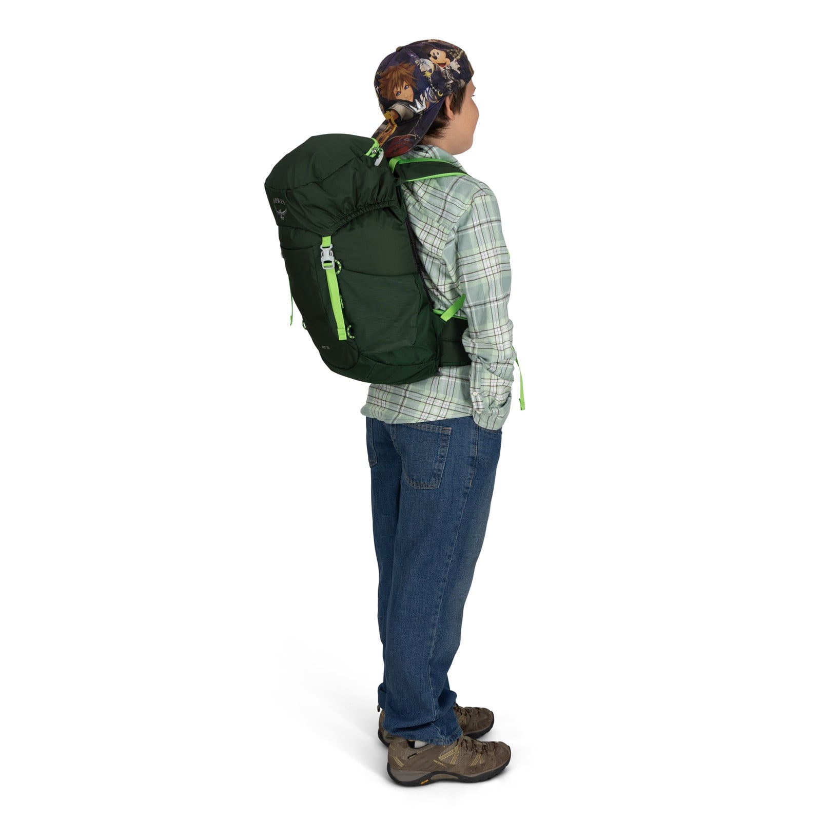 Osprey Jet 18 Kids Hiking Backpack 18L in Green Canopy — lifestyle 2