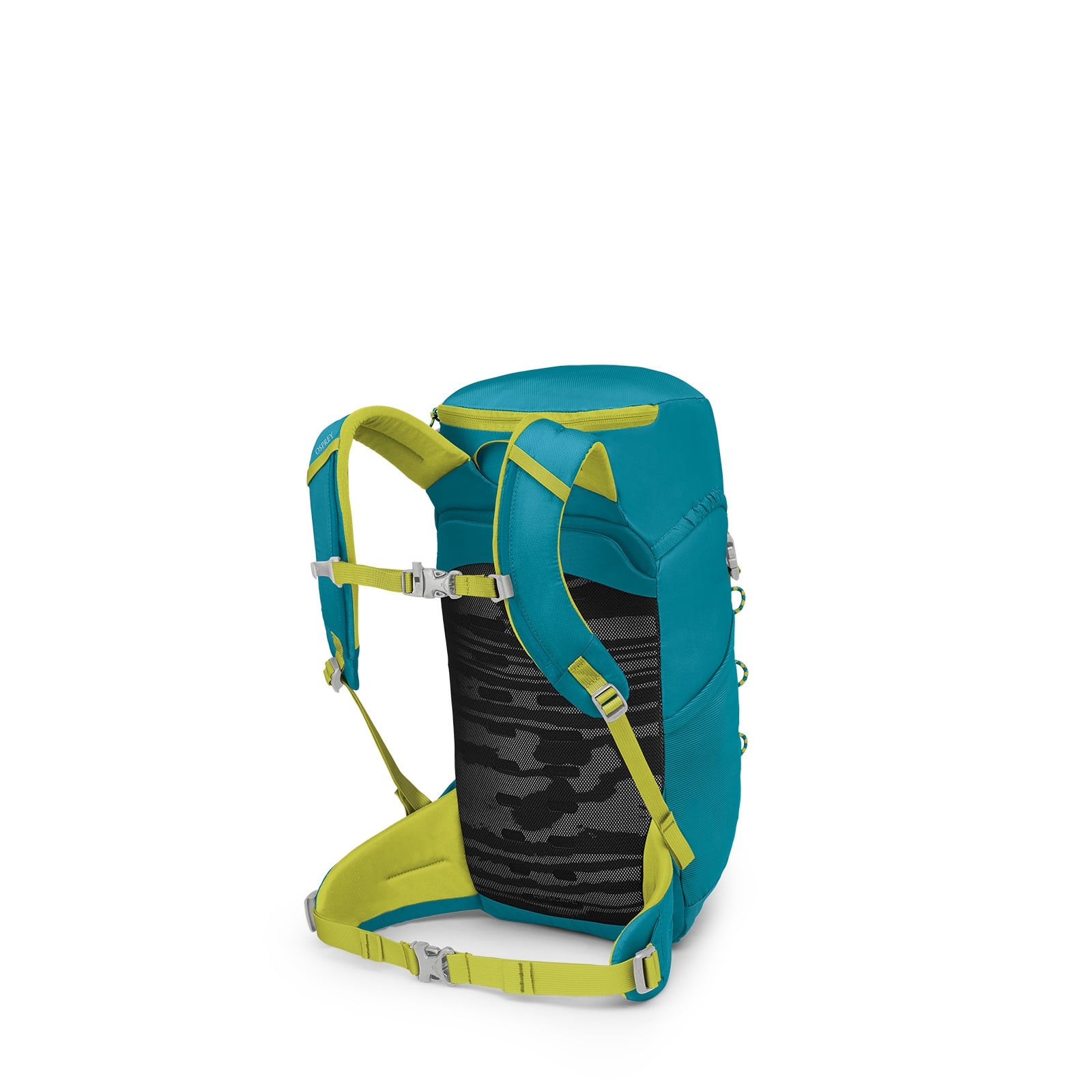 Osprey Jet 18 Kids Hiking Backpack 18L in Blue Spikemoss — angle view 3