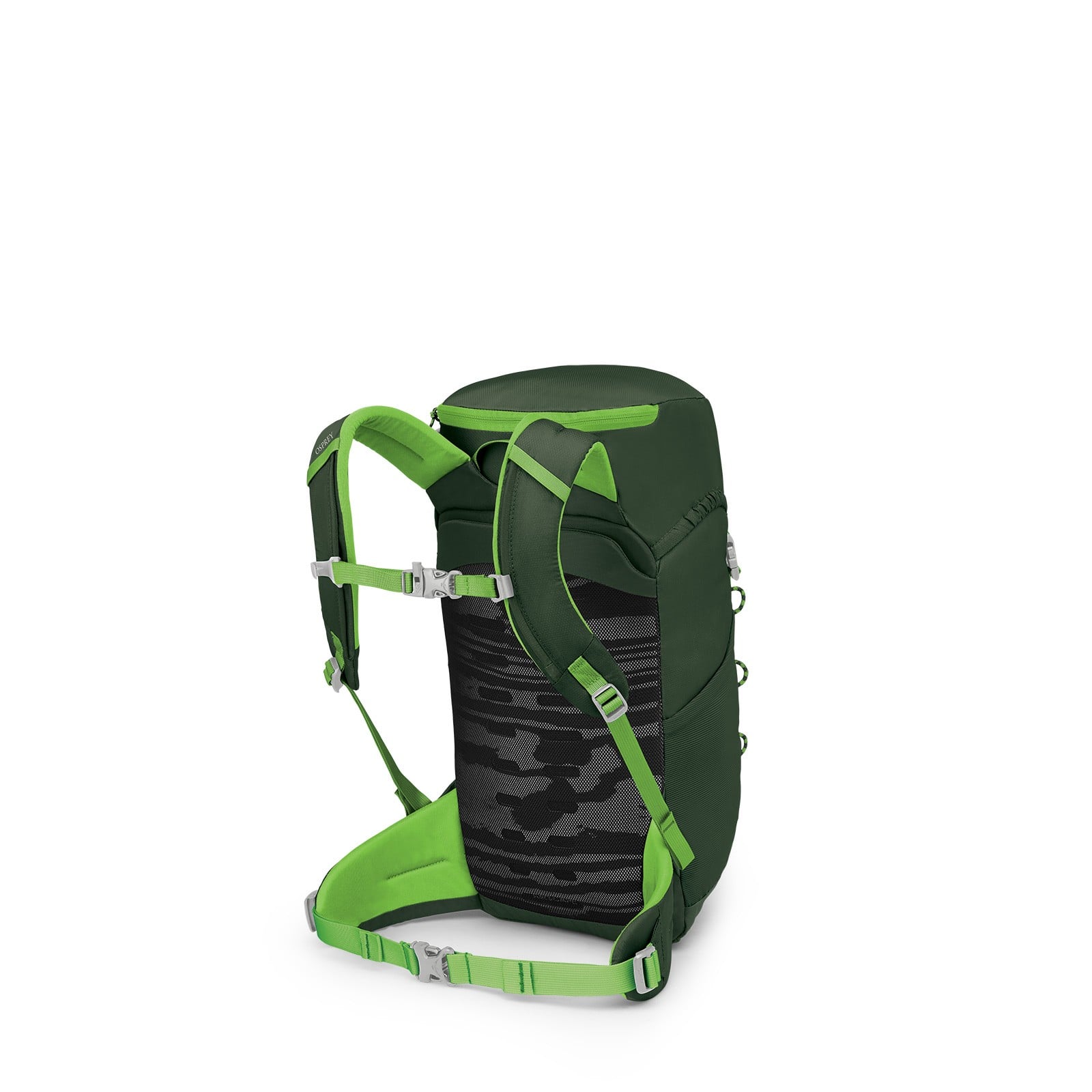 Osprey Jet 18 Kids Hiking Backpack 18L in Green Canopy — angle view 3