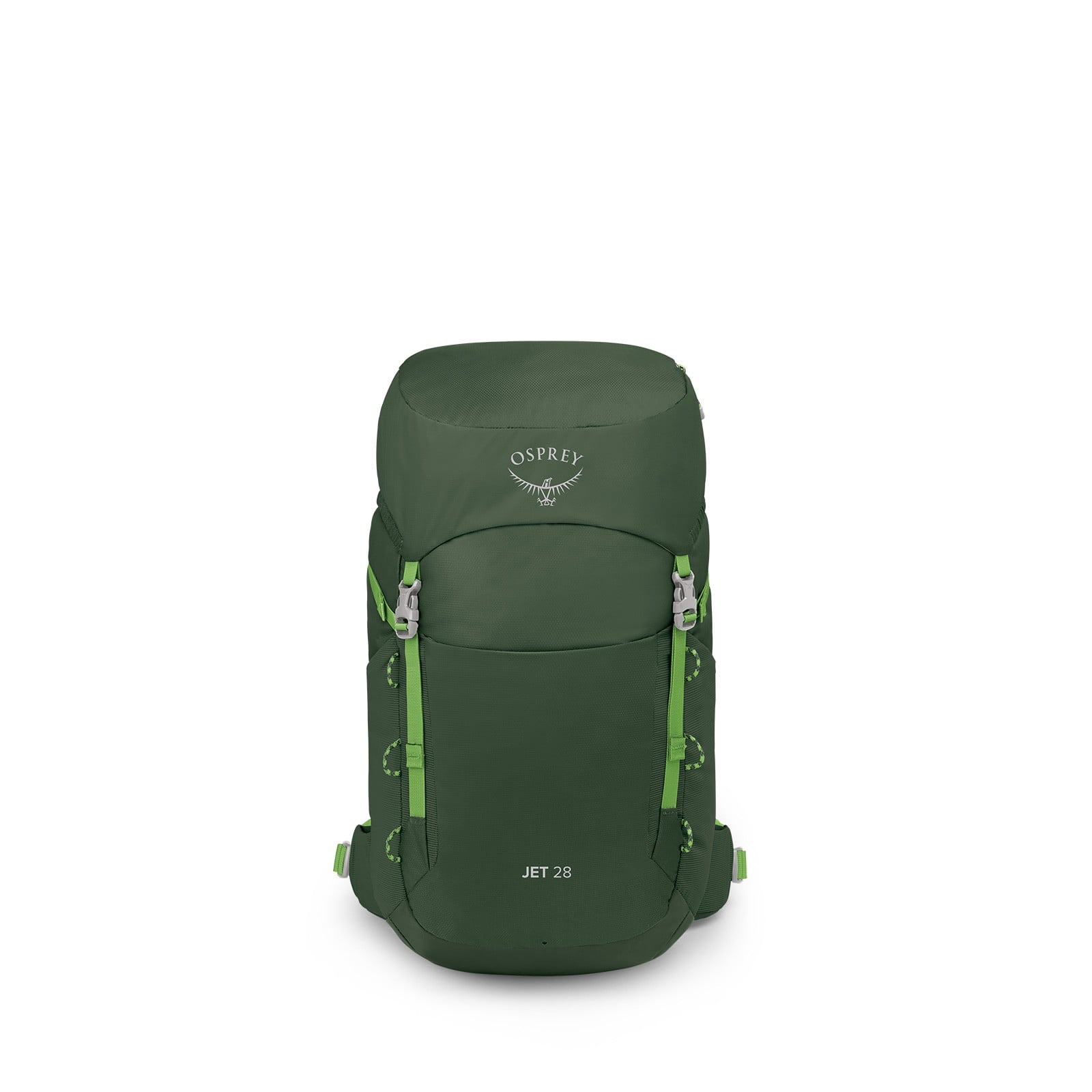 Osprey Jet 28 Kids Hiking Backpack 28L in Green Canopy — front view