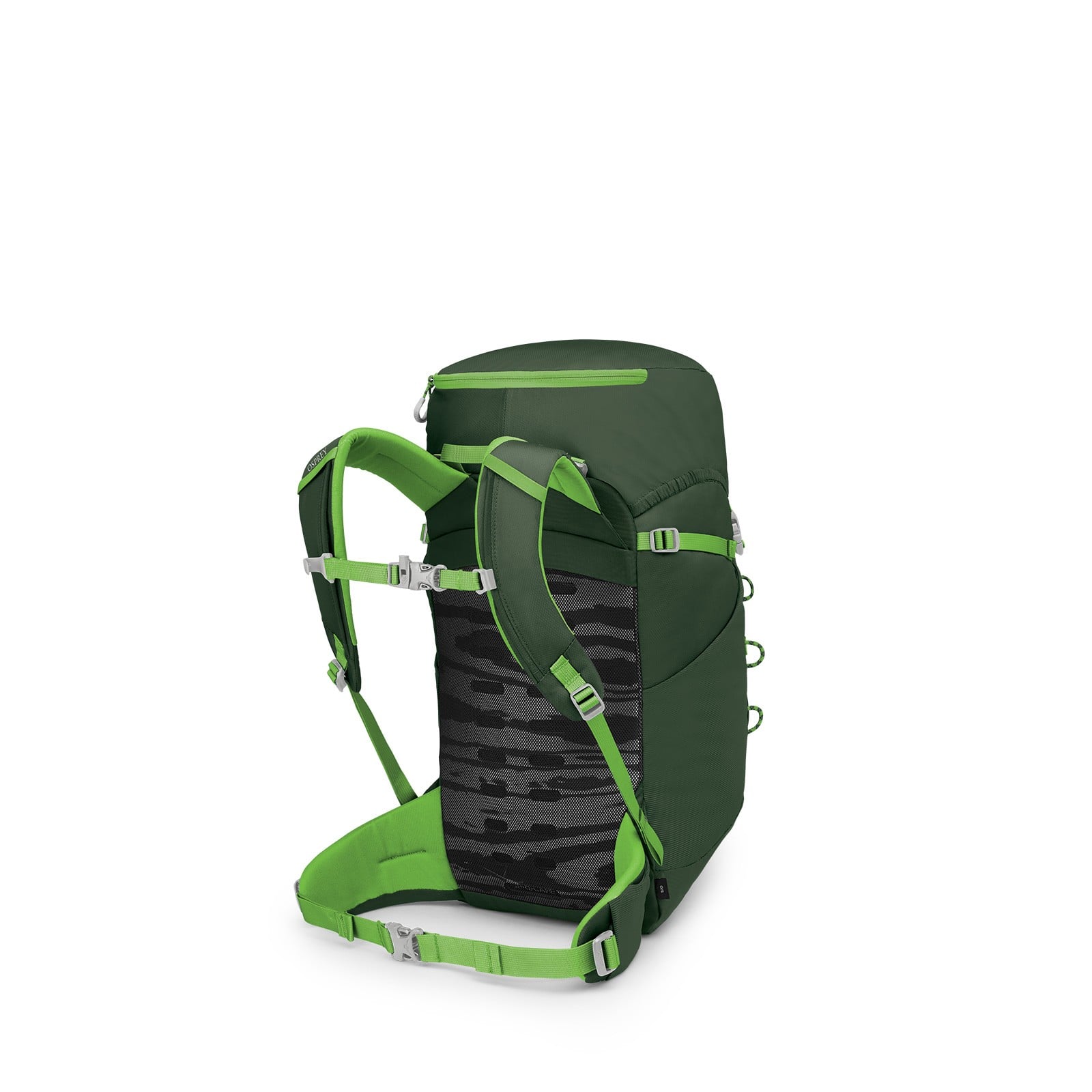 Osprey Jet 28 Kids Hiking Backpack 28L in Green Canopy — angle view 3