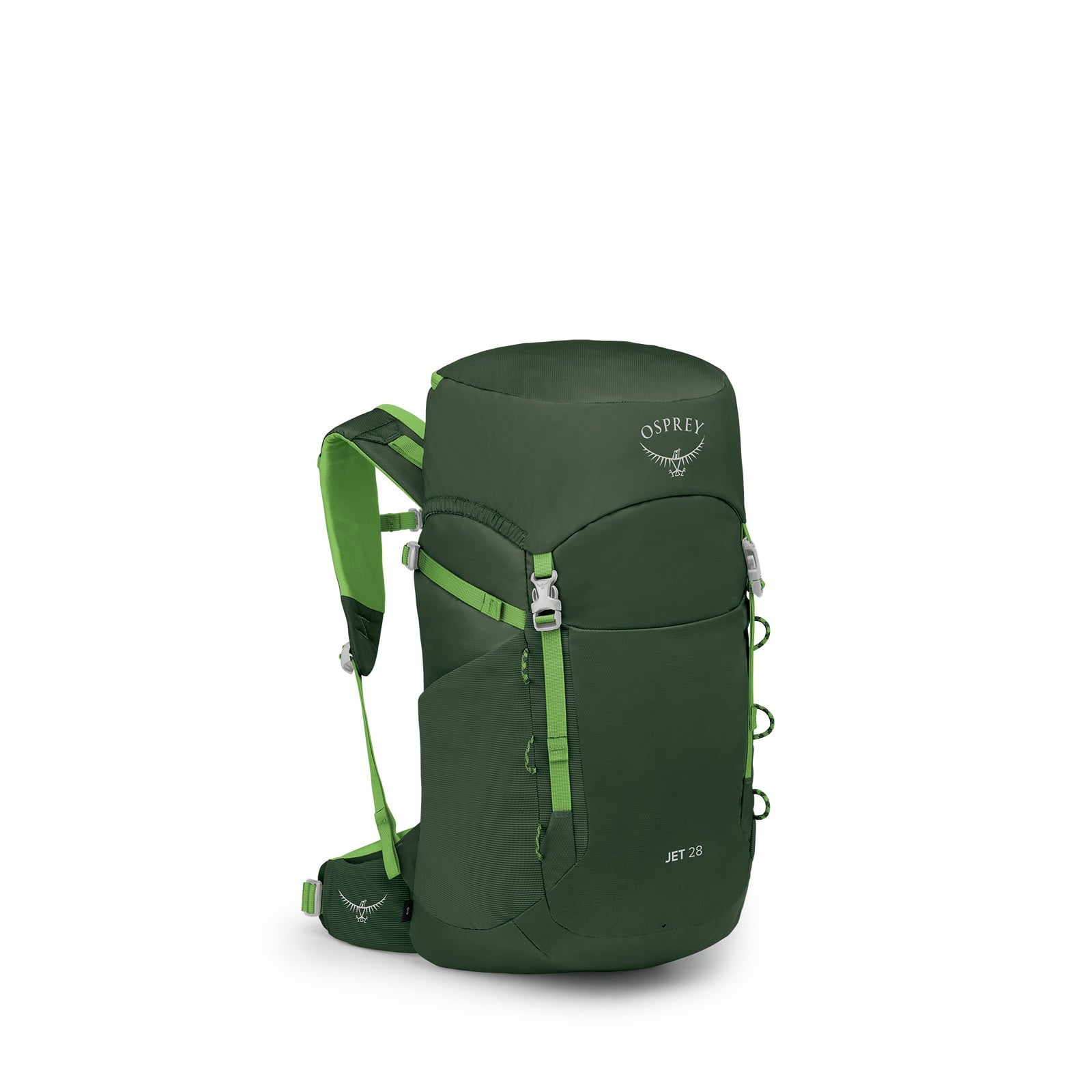 Osprey Jet 28 Kids Hiking Backpack 28L in Green Canopy — angle view 2