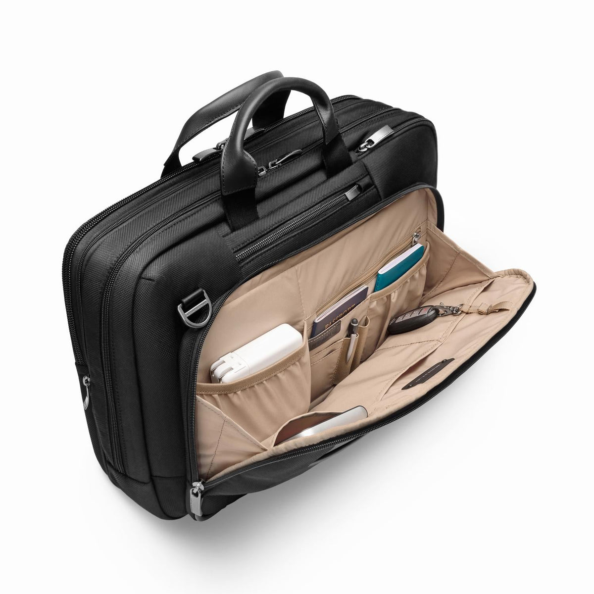 Briggs & Riley @work Large Expandable Brief in Black — interior view 2