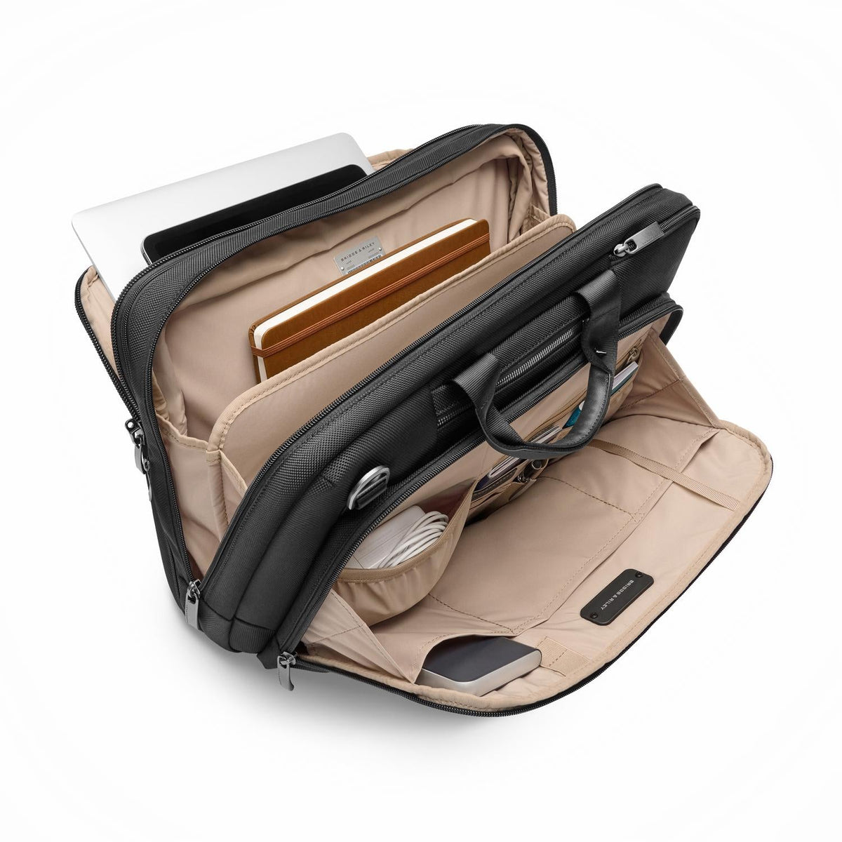 Briggs & Riley @work Large Expandable Brief in Black — interior view