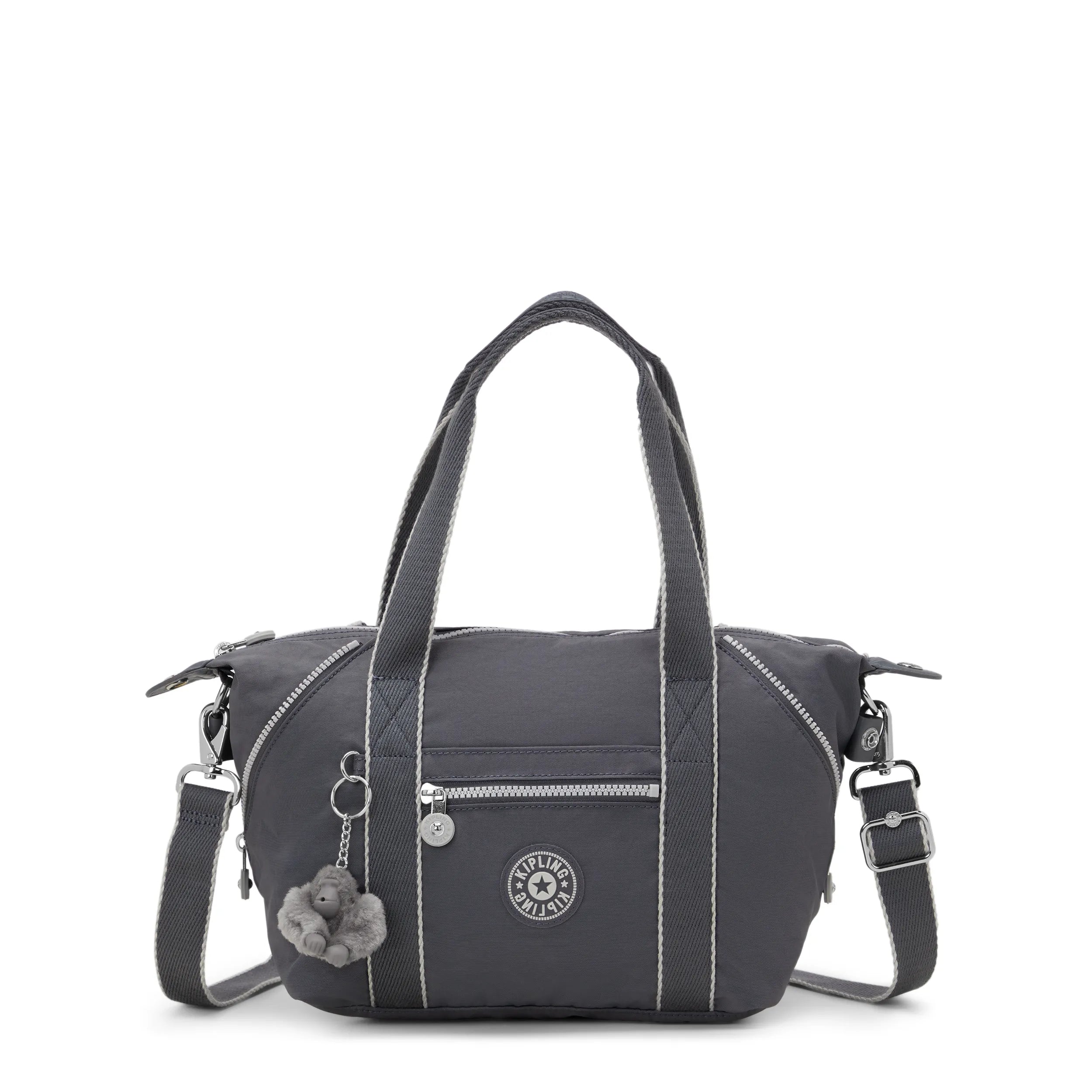Kipling Art Mini Shoulder Bag in Moonlit Grey — front view # color_Moonlit Grey