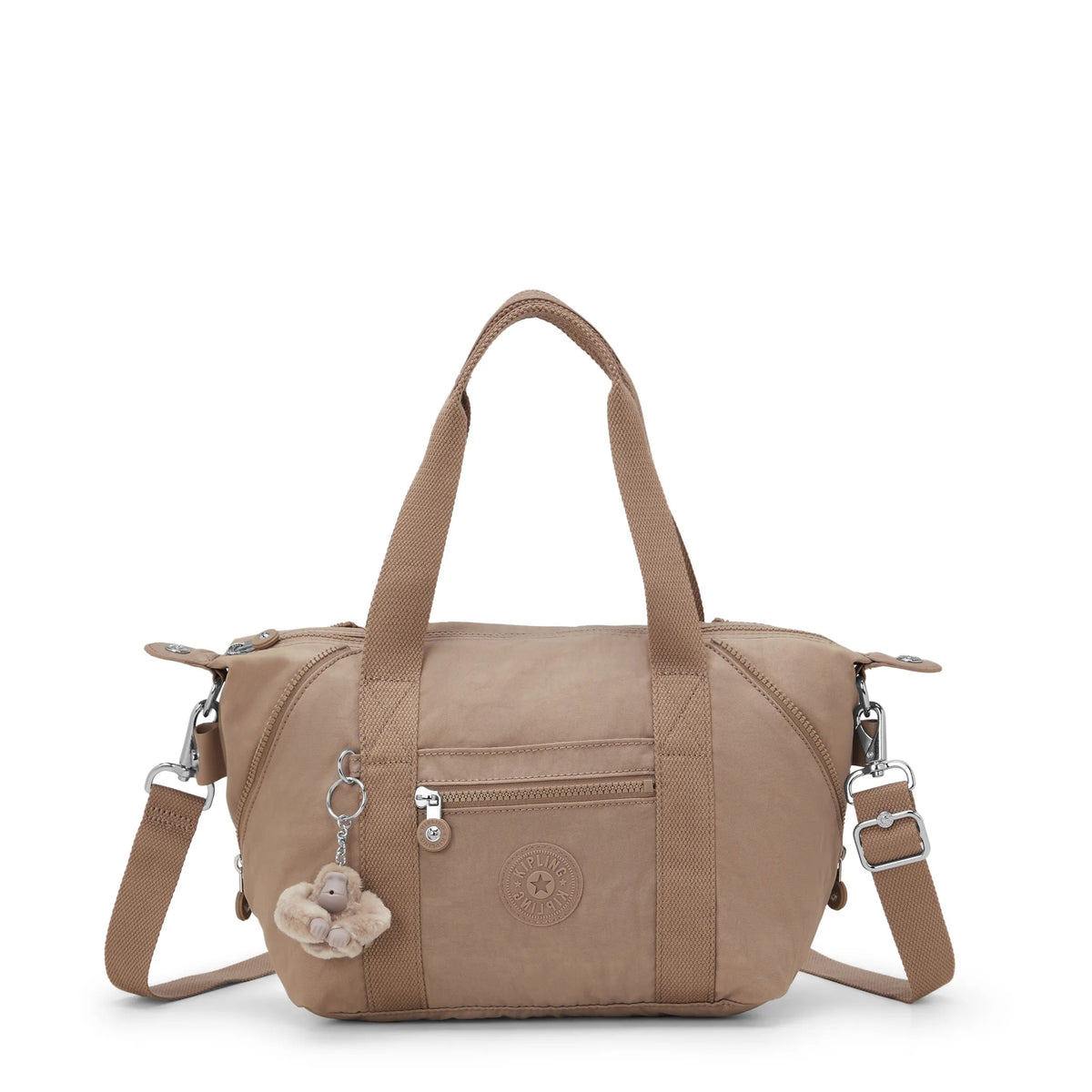 Kipling Art Mini Shoulder Bag in Tan Beige — front view # color_Tan Beige
