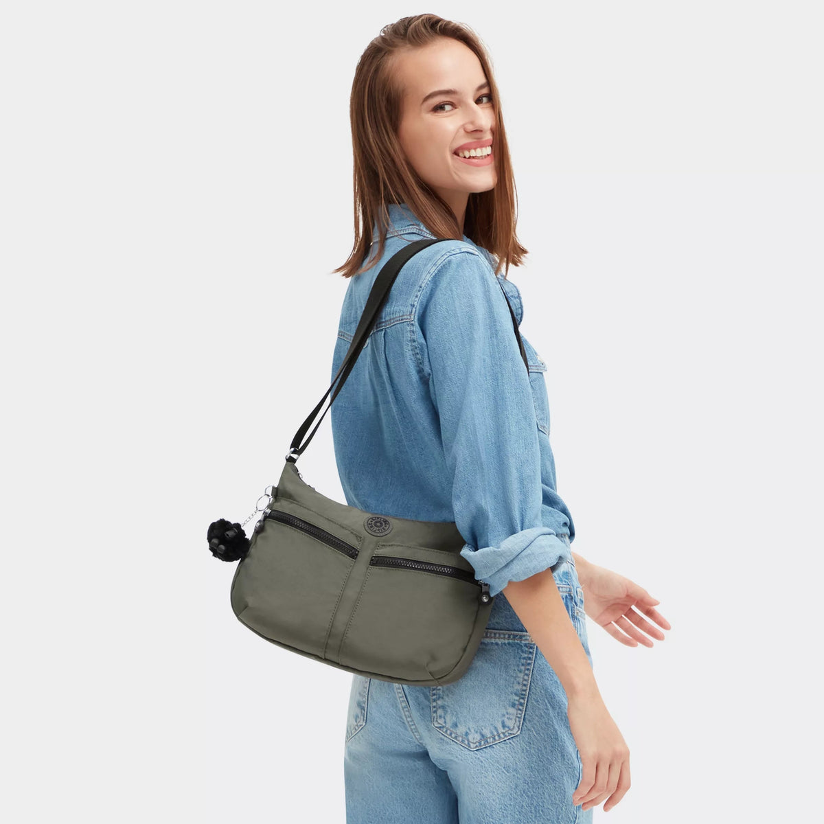 Kipling Izellah Crossbody Bag in Green Moss — lifestyle