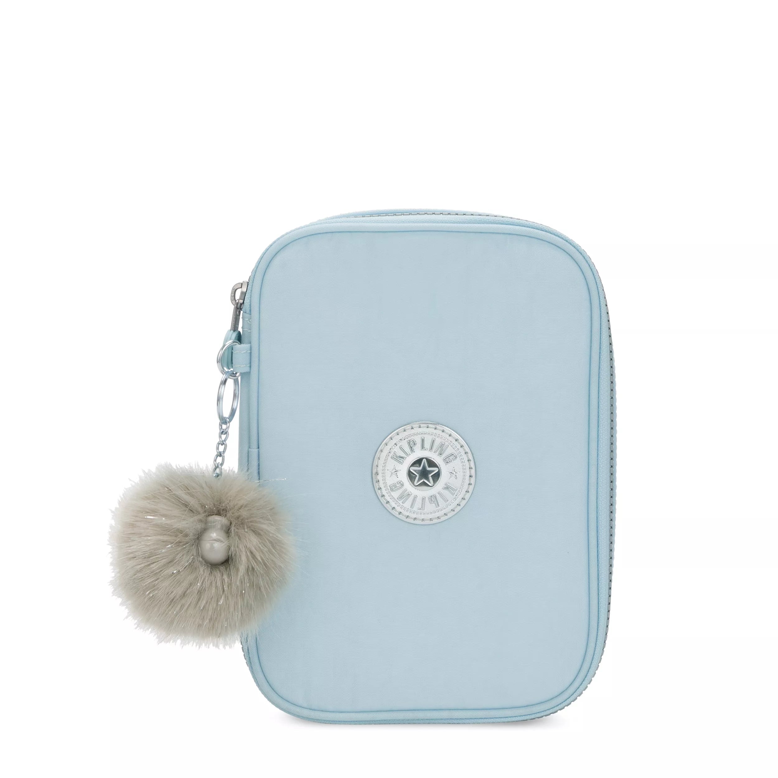 Kipling 100 Pens Case in Bridal Blue — front view # color_Bridal Blue