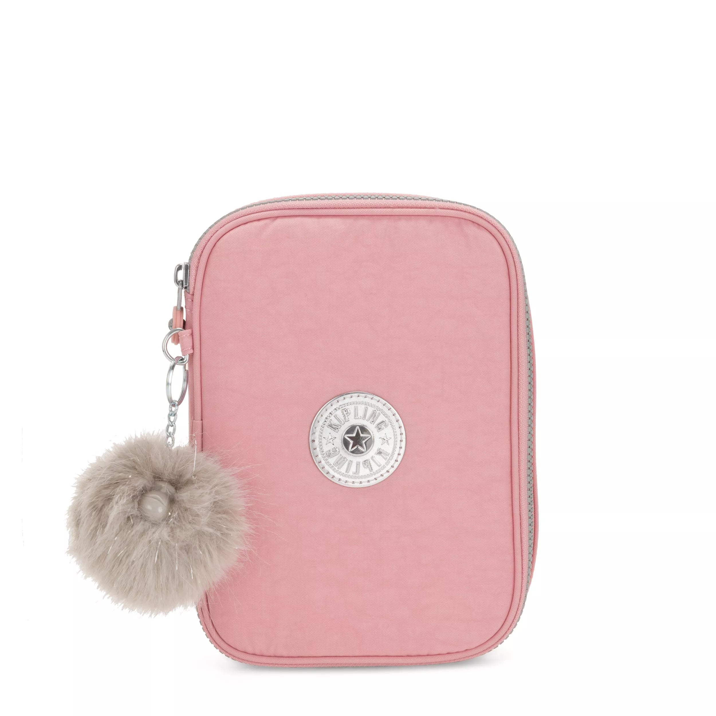 Kipling 100 Pens Case in Bridal Rose — front view # color_Bridal Rose