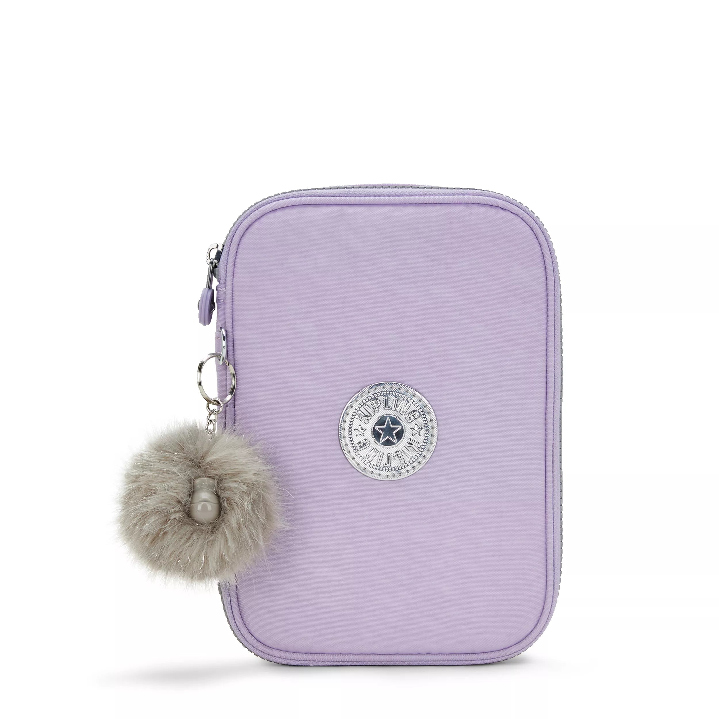 Kipling 100 Pens Case in Bridal Lavender — front view # color_Bridal Lavender