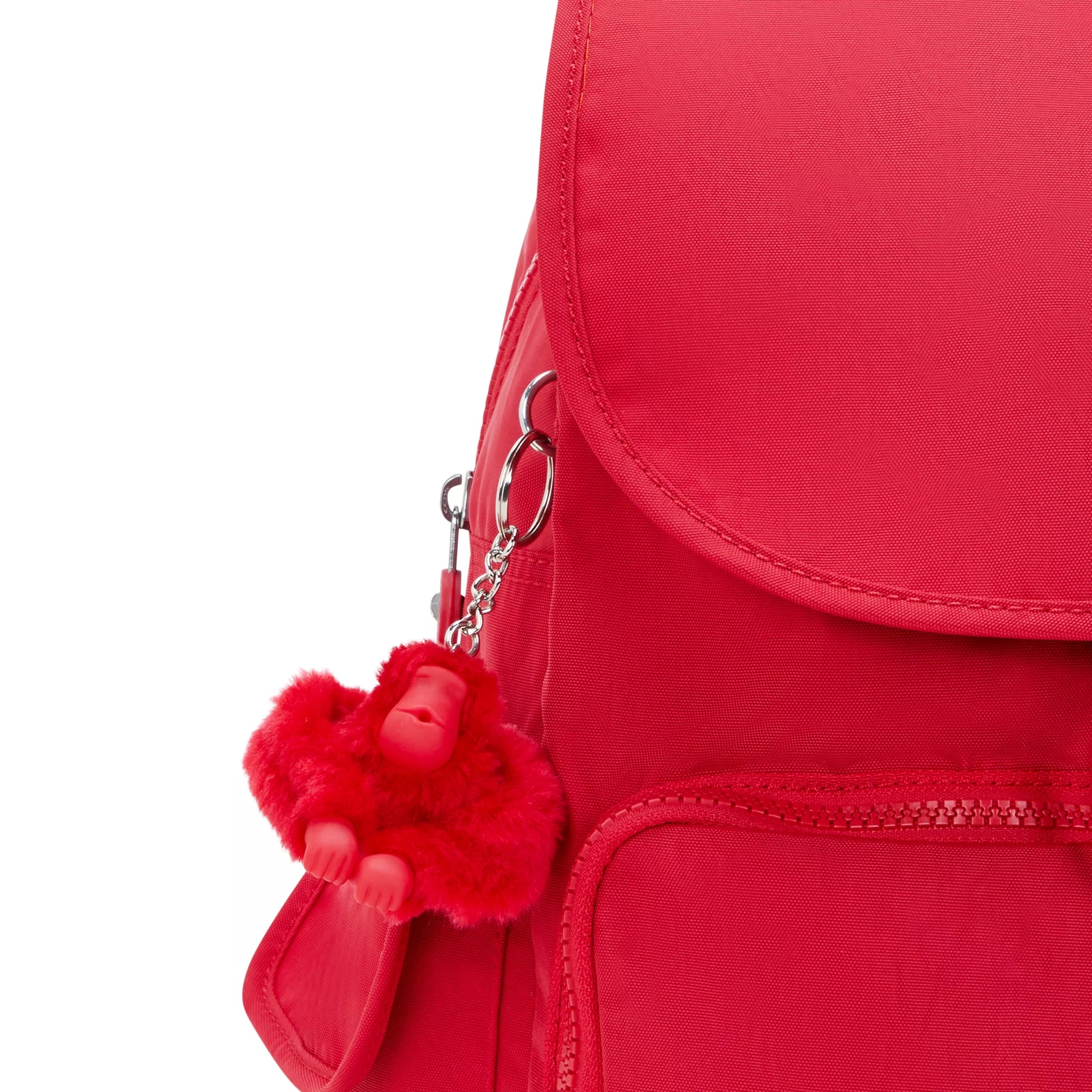 Kipling City Pack in Red Rouge — detail view
