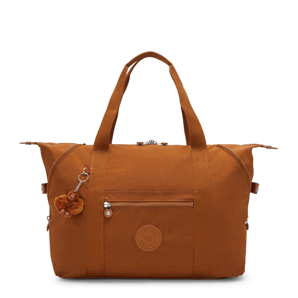 Kipling Art Medium Tote Bag in Stylish Mokka — front view # color_Stylish Mokka
