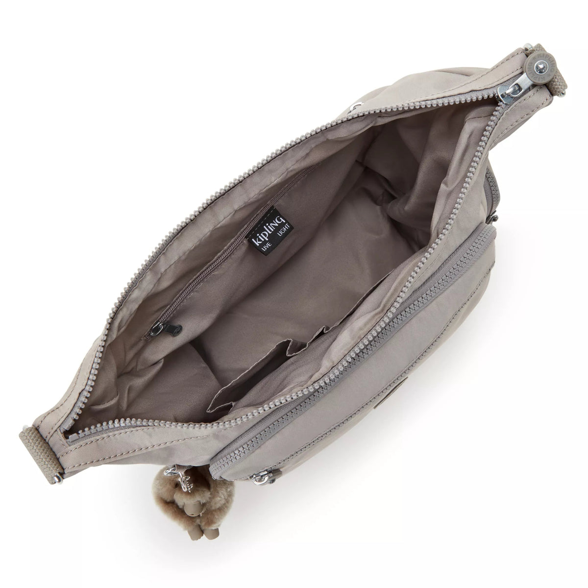 Kipling Gabbie Crossbody Bag in Grey Gris — interior view
