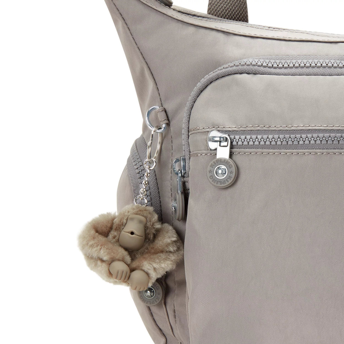 Kipling Gabbie Crossbody Bag in Grey Gris — detail view