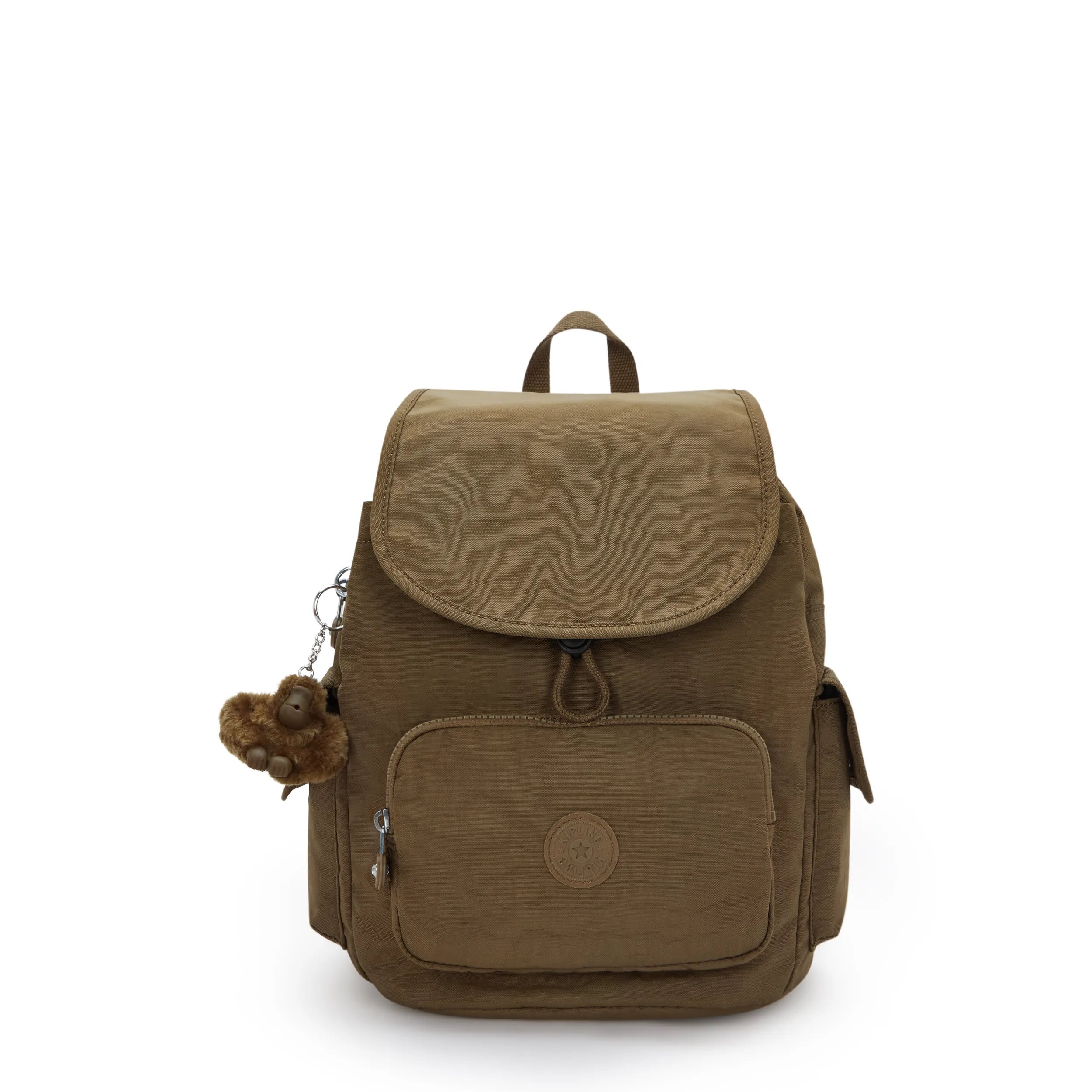 Kipling City Pack S in Smooth Khaki — front view