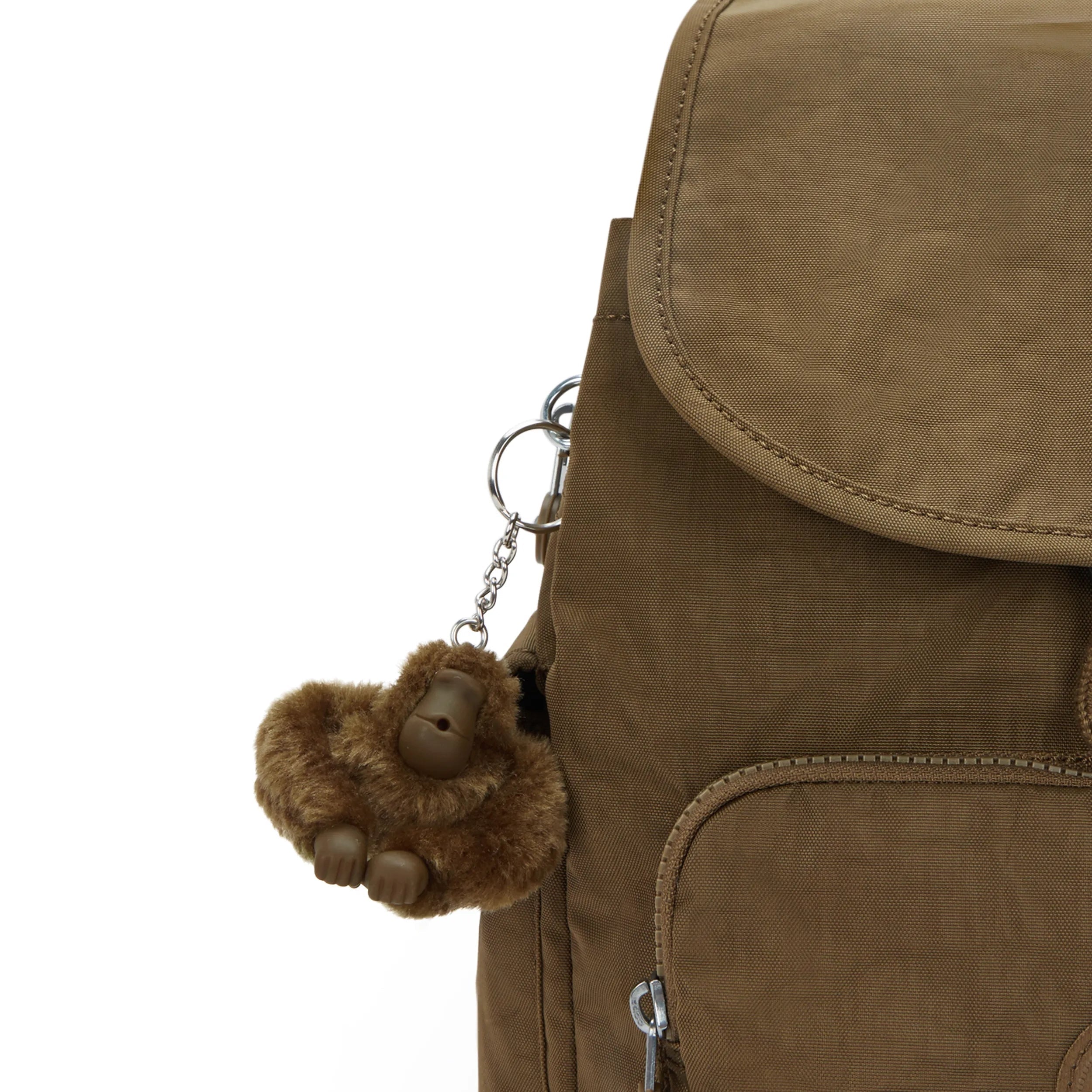 Kipling City Pack S in Smooth Khaki — detail view