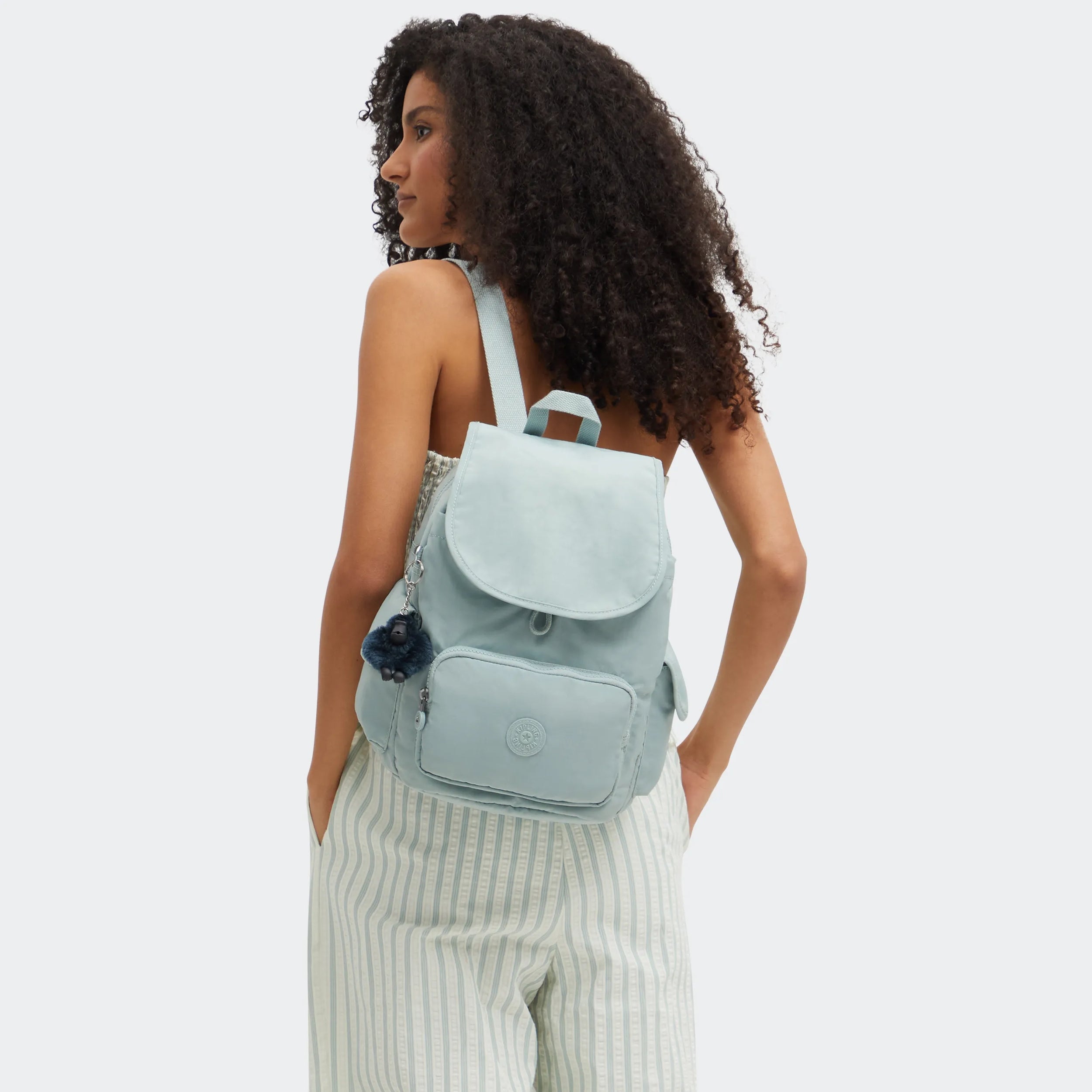 Kipling City Pack S in Breezy Blue — back view