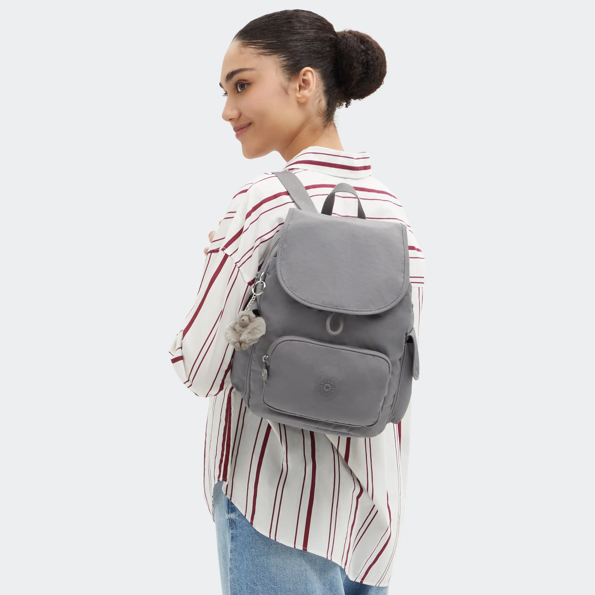 Kipling City Pack S in Inviting Grey — back view