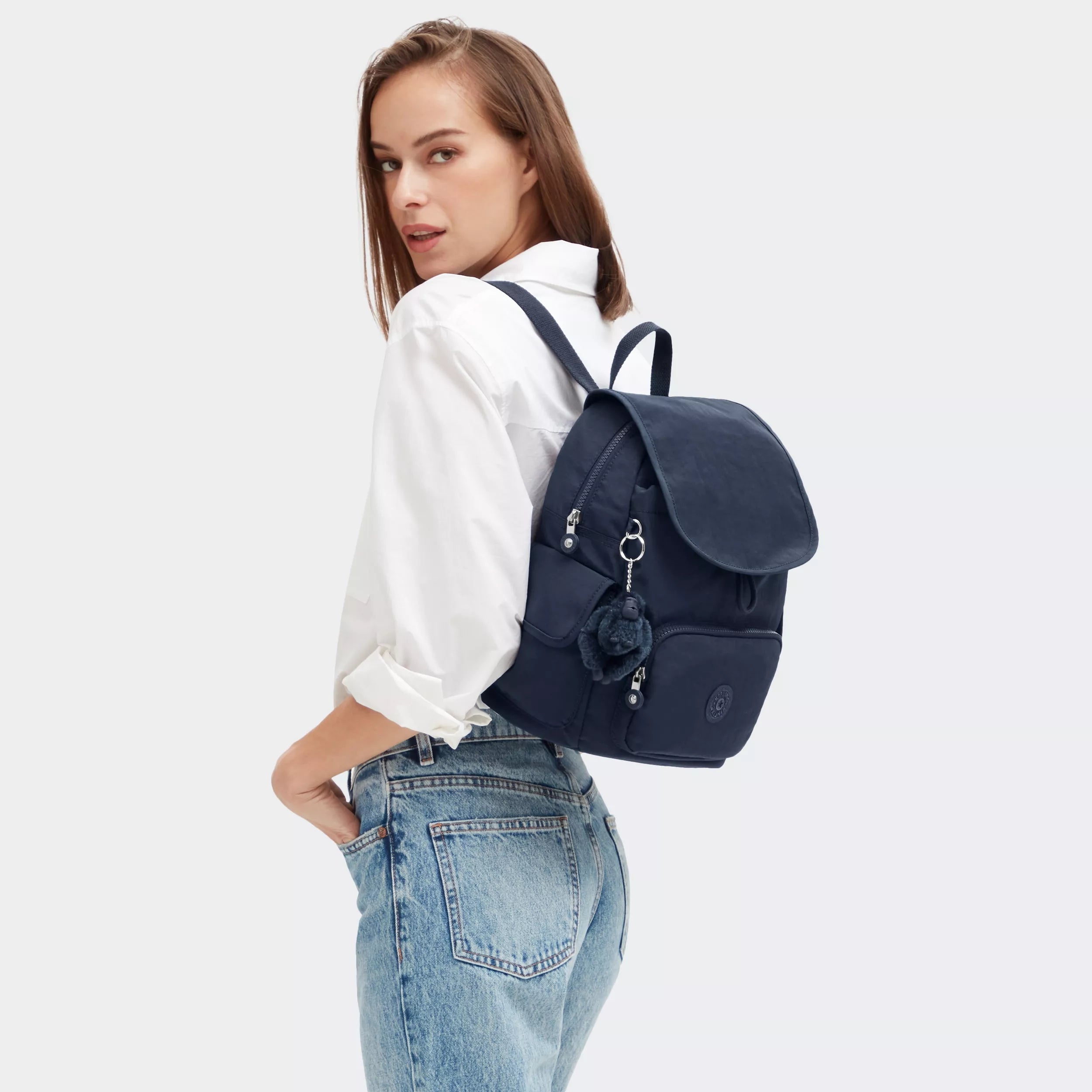 Kipling City Pack S in Blue Bleu 2 — back view