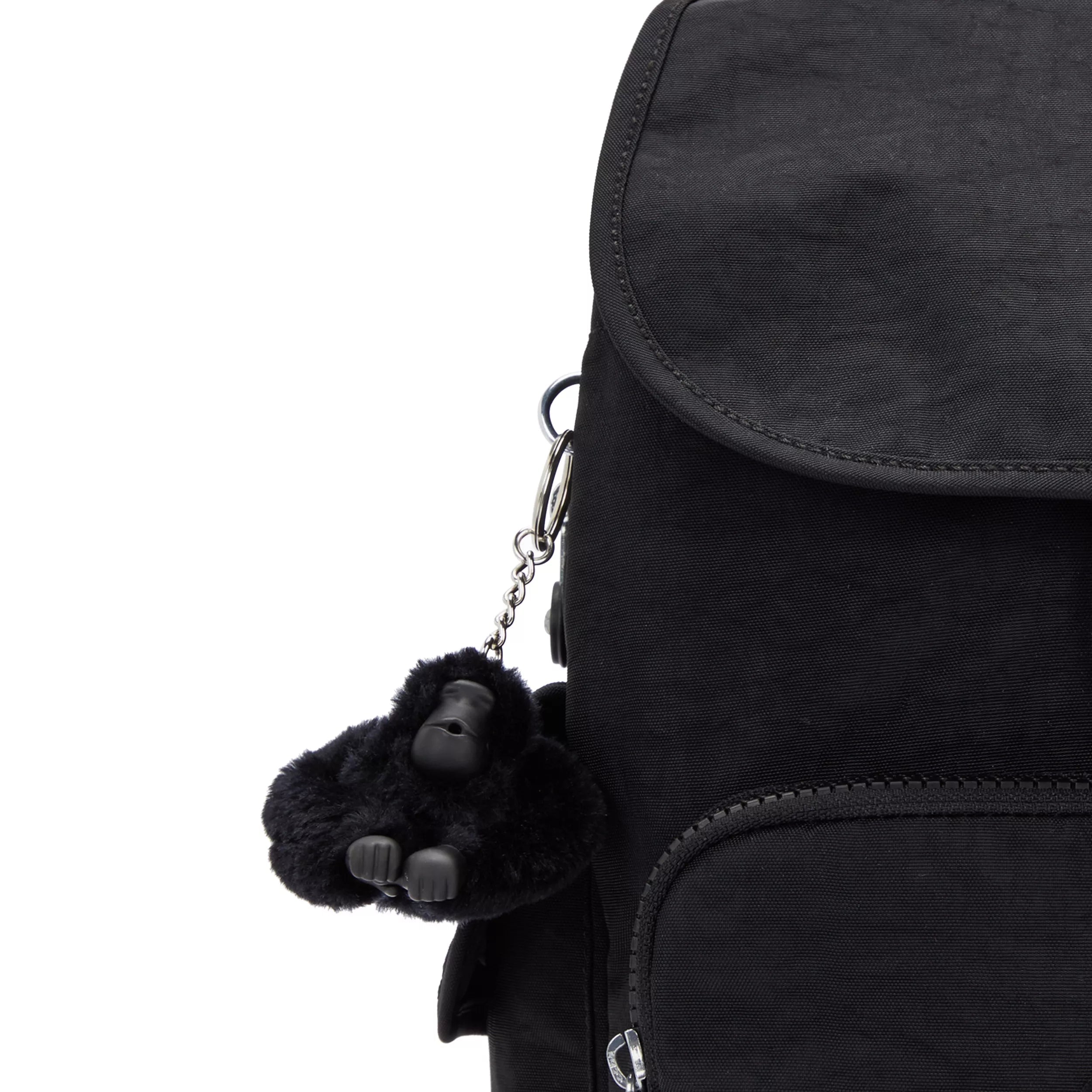 Kipling City Pack S in Black Noir — detail view