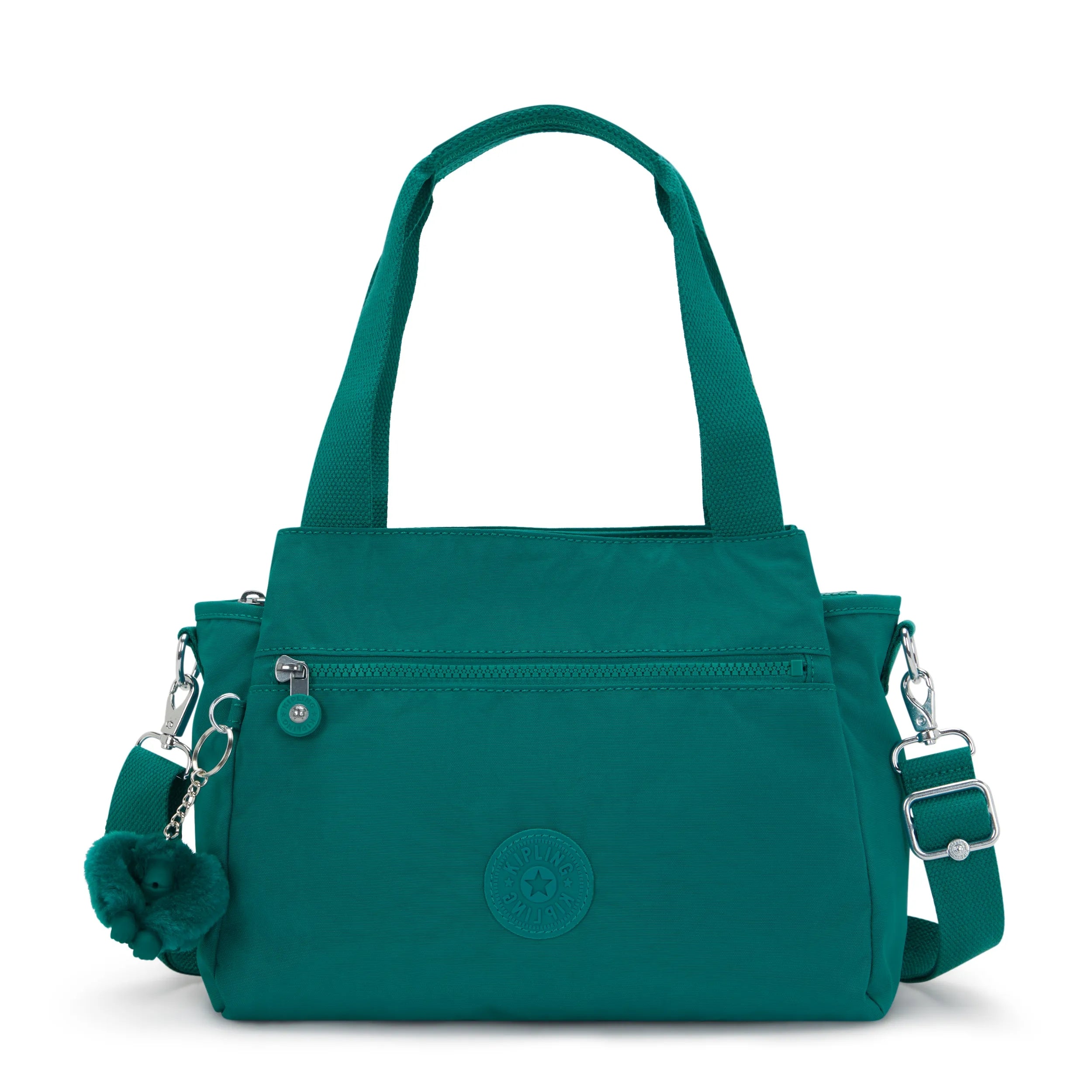 Kipling Elysia Shoulder Bag in Outspoken Green — front view # color_Outspoken Green
