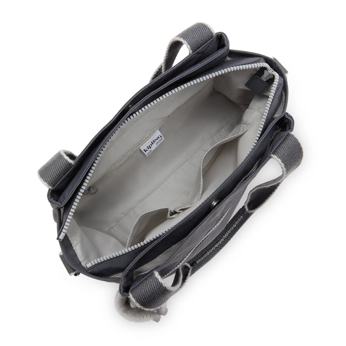 Kipling Elysia Shoulder Bag in Moonlit Grey — interior view