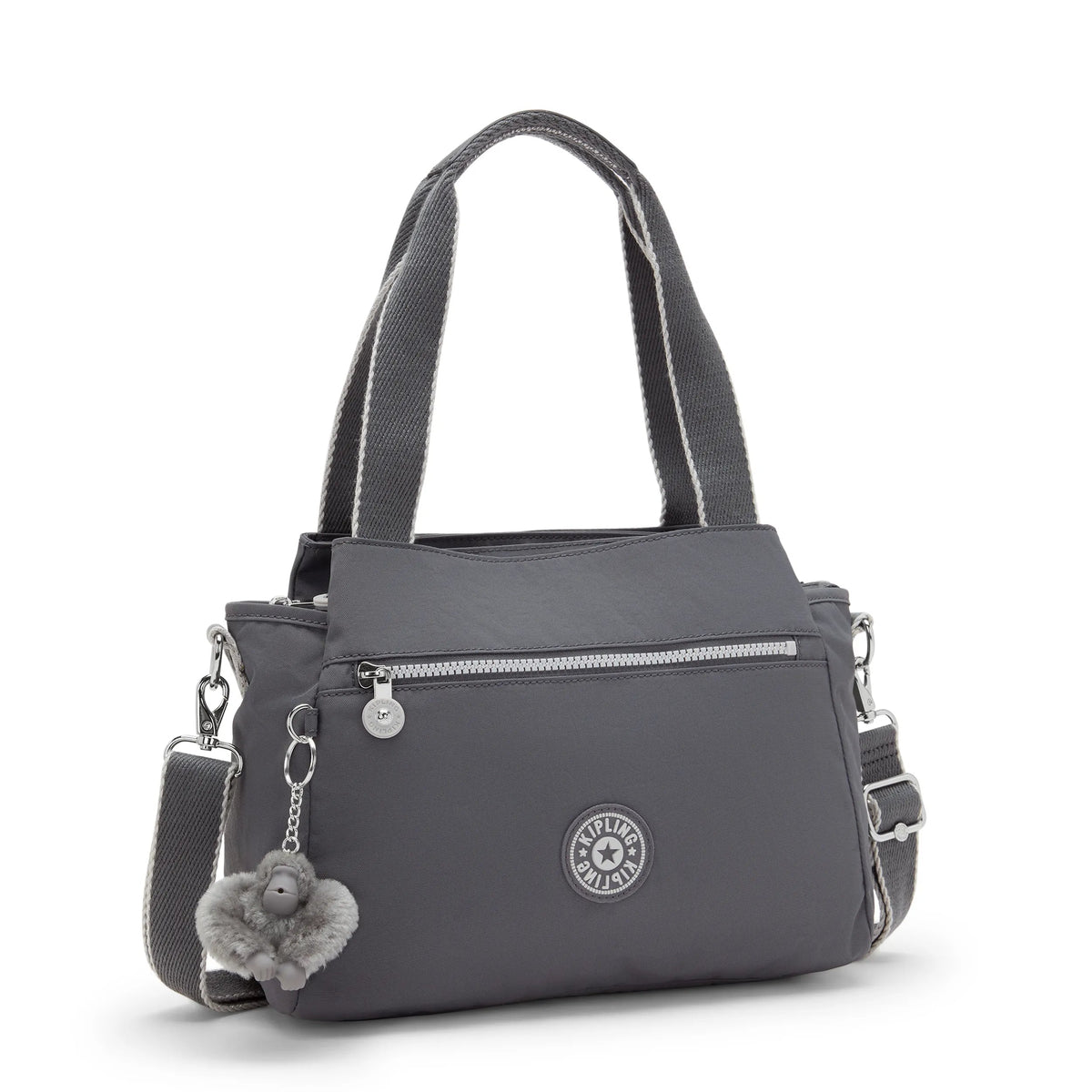 Kipling Elysia Shoulder Bag in Moonlit Grey — angle view