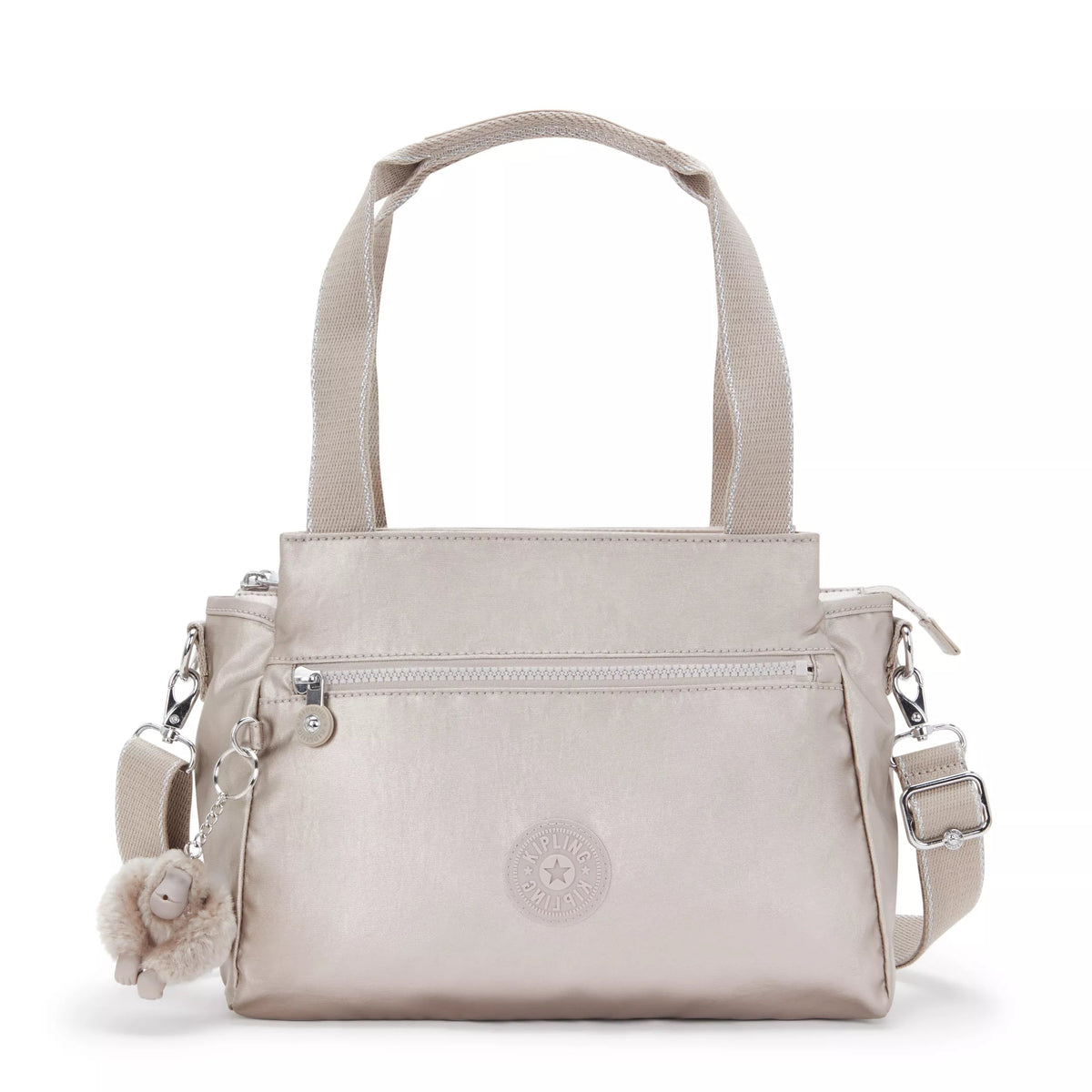 Kipling Elysia Shoulder Bag in Metallic Glow — front view # color_Metallic Glow